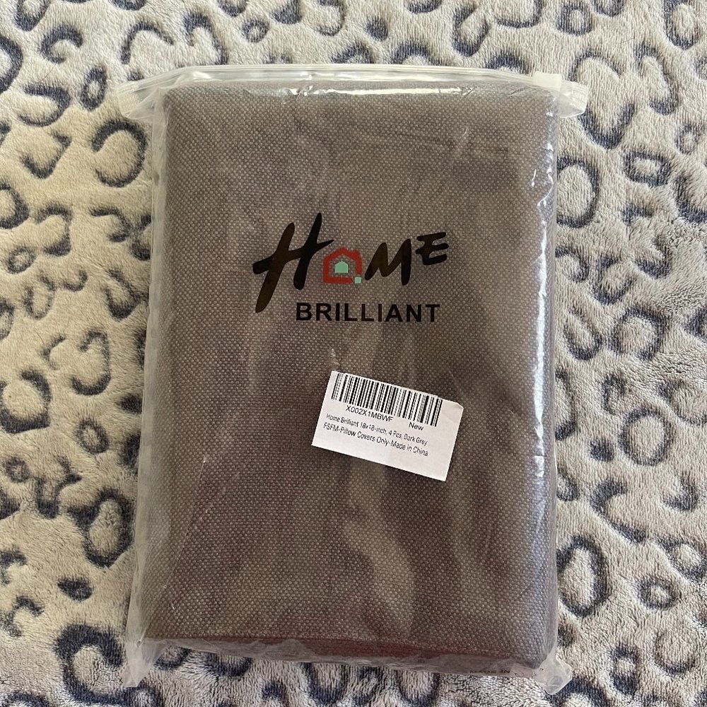 NWT Set of 4 Home Brilliant Pillow Covers - Dark Grey - 18x18